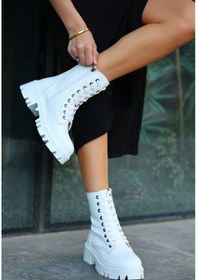 Resim Flona Beyaz Cilt Bağcıklı Kadın Bot Beyaz 