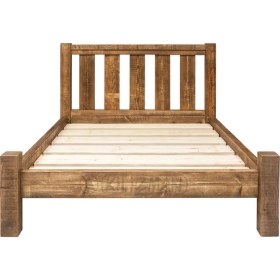 Resim Kilizman Masif Rutil Masif Ahşap Rustik Karyola-Parmaklık Başuclu 160X200 cm 