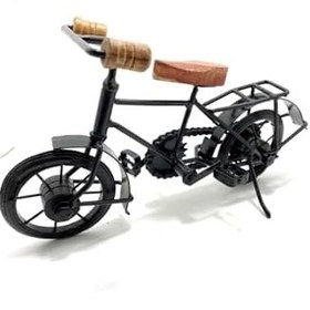 Resim Metal Bisiklet Dekoratif Heykel, 32 x 18 cm, Ferforje ve Ahşap, Hediye 
