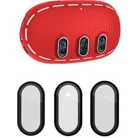 Resim Pazly Meta Quest 3 Kılıf + Titanyum Cam Lens Filmi + Kırmızı/siyah Aksesuar Seti Vr Kulaklık Kırmızı / Siyah 