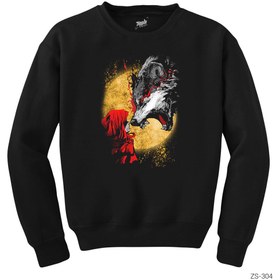 Resim Kırmızı Başlıklı Kız ve Kurt Siyah Sweatshirt - S / Siyah 