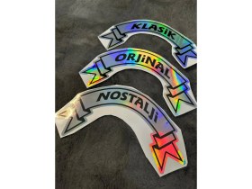 Resim Otomor Aksesuar Hologram Etiket Kurdele Klasik Nostalji 3'lü 26X14CM Araba Kamyon Dolmuş 