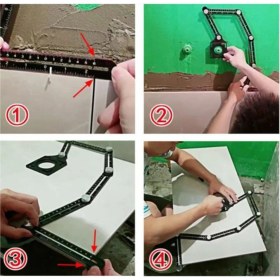 Resim Tekno Trust 2 Yıl Alüminyum Alaşım Delik Şablon Cetveli Fayans Granit Ölçme Cetveli Lazermetre 