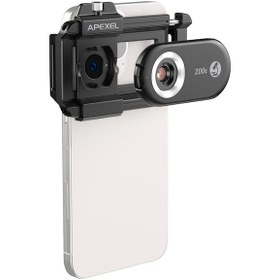 Resim Geeksen Apexel Apl-ms200 200x Cep Telefonu Mikroskop Lensi Led/uv Işıkları Dahili Cpl Filtre P Kamera Aksesuarları 