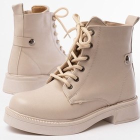 Resim 02-2003 Bej Bağcıklı Fermuarlı Günlük Kadın Bot 