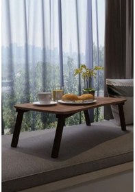 Resim Laptop Sehpa Çalışma Kahvaltı Masası Ceviz Kahverengi 