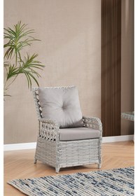 Resim Duru 4 Kişilik Rattan Bahçe Balkon Mutfak Masa Takımı Gri 