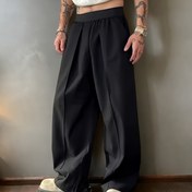 Resim Erkekler için Ultra-Loose Fit Geniş Bacaklı Pantolonlar, Elastik Bel - Şık Düz Renk Sokak Giyim Pantolonları, Makinede Yıkanabilir, Günlük ve Parti Giyim için Mükemmel, Parti Kıyafeti, Minimalist Tasarım, Rahat Kumaş 