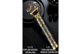 Resim Jasper T-Bıçak Tıraş Makinesi Altın Renkli Metal Gövde ile 60 dk Kablosuz Kullanım Özelliği 