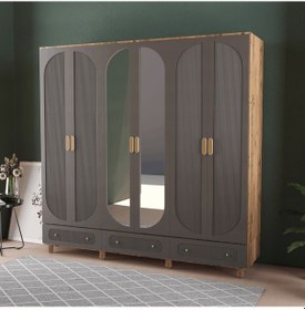 Resim Soho 6 Kapaklı Çekmeceli Gardırop - Mdf Kapak Antrasit 