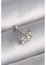 Resim Ceylan Adam 316l Çelik Gümüş Renk Zirkon Taşlı Kelebek Tragus Piercing Çok Renkli 