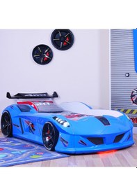 Resim Setaymobilya Arabalı Yatak, Jaguar Rüzgarlıklı Kumandalı Mavi Arabalı Yatak 
