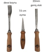 Resim Woody.st 3’lü Ahşap Oyma Bıçak Seti – Deveboynu, Yontma, Geniş Oluk Iskarpela 