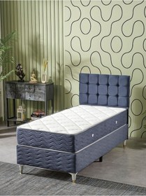 Resim Beehanem Bengü Tek Kişilik 3lü Set Yatak+baza+başlık İndigo 120 X 200 