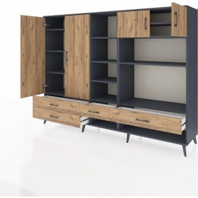 Resim Hyperion Dolap 12 Raflı 4 Çekmeceli 4 Kapaklı 220x44x163 Antrasit Antrasit-çam 