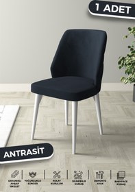 Resim Haus concept Bella Serisi 1.sınıf Babyface Silinebilir Kumaş Antrasit Sandalye Beyaz Gürgen Ayak 