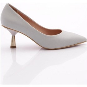 Resim Dgn 340-1 Kadin Sivri Burun Parmak Dekolteli Topuklu Ayakkabi 340-1-1918-R5639 Gümüş Kristal 