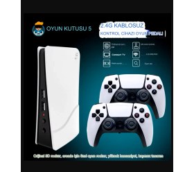 Resim Qasul Hd Çıkış Retro Klasik Oyun Konsolu Kablosuz Denetleyici Oyun Istasyonu Ps5 Tarzı 3D 4K 128 GB 
