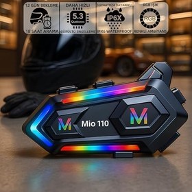 Resim Mioji Mio 110 RGB 1000mAh IPX6 Kask Intercom Motosiklet Bluetooth Kulaklık 