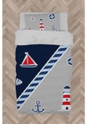 Resim Mekta Home Bebek Ve Çocuk Odası Denizci Desenli Lacivert Gri Nevresim Takımı 