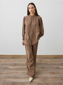 Resim Refka Modal Kumaşlı Klasik Tunik&Pantolon İkili Takım - Vizon - - Exclusive 