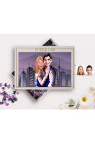 Resim Bk Gift Kişiye Özel Sevgililer Karikatürlü 1000 Parça Profesyonel Puzzle-36 