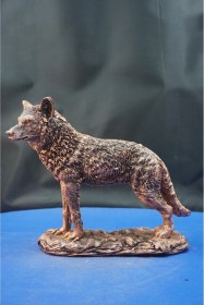 Resim Özel Tasarım Kurt Heykel Biblo Alfa Kurt Hediyelik Dekoratif Aksesuar 19 Cm Bronz 