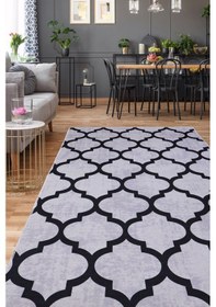 Resim Dijidekor Halı Gri Maça Desenli Yıkanabilir Saçaksız Kesme İn... Gri 