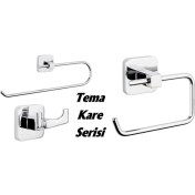 Resim Tema Premium Kapaksız Havluluk + Kapaksız Kağıtlık + 2'li Bornoz Askılık 