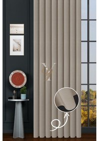 Resim İpek Kadife Fon Perde V-02 Ekru Ekru 