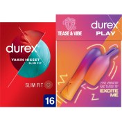 Resim Durex 2'si 1 Arada Vibrator ve Uyarıcı Başlık + Durex Yakın Hisset Slim Fit Prezervatif 16LI 