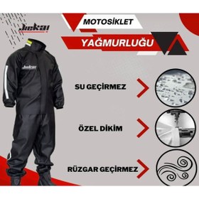 Resim Jiekai REFLEKTÖRLÜ ORJ KALIP DİKİŞSİZ MOTORCU YAĞMURLUĞU KUMAŞ SU VE SOĞUK GEÇİRMEZ GARANTİLİ PVC 