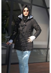 Resim Toridas Kışlık Kapüşonlu Uzun Kadın Şişme Tesettür Mont 805siyahtesettür 001 