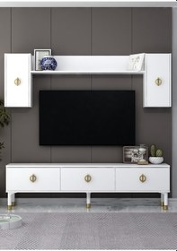 Resim 1378tv180dd-32 Tv Sehpası,tv Ünitesi Beyaz-altın 