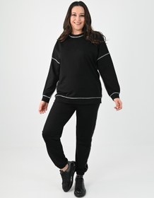 Resim Kadın Büyük Beden Ters Dikişli Eşofman Takımı 8082 - 3XL / Mor 