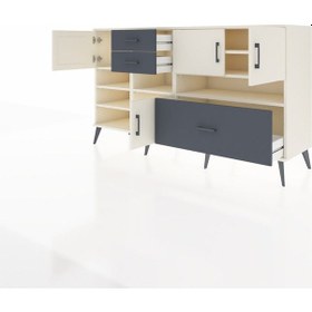 Resim Hyperion Konsol 7 Raflı 3 Çekmeceli 4 Kapaklı 176x44x99 Aytaşı-ay Aytaşı-aytaşı/antrasit 