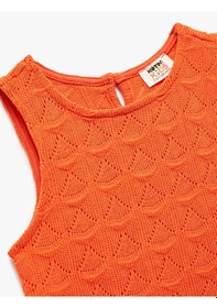 Resim Koton Bisiklet Yaka Kolsuz Slim Fit Kroşe Crop Atlet Turuncu 5skg30107ak Turuncu 