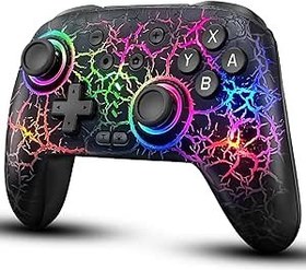 Resim ZRZLMVP Switch Pro Controller Wireless Control - Compatible with Nitendo Switch/OLED/Lite, 1000mAh Rechargeable Switch Controllers with 9 Colors LED, Wake Up, Turbo, Vibration 