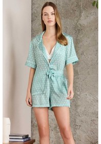 Resim Pierre Cardin 1225 Kadın Empirme Saten 3'lü Şort Takım-capri Yeşil 
