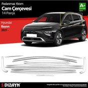 Resim S-dizayn Hyundai Bayon Krom Cam Çerçevesi 14 Prç. 2021 Üzeri A+ Kalite 