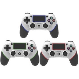 Resim Ps4 İçin Kablosuz Bluetooth Lastikli Gamepad Beyaz Mavi 