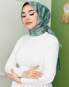 Resim Boğazlı Triko Badi Beyaz - Standart 