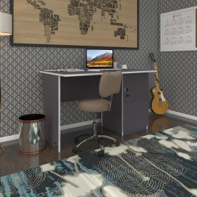 Resim Kenzlife ofis masası yoko ono gri sağ 75*170*80 kilitli kapaklı dolap eşkenar bilgisayar çalışma masası 