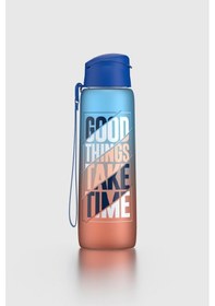 Resim Renga Pera Çift Renk Yazı Desenli 820 Ml Askılı Mat Tritan Matara 912134 Mavi-turuncu Turuncu - Mavi 