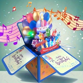 Resim Pop-Up Doğum Günü Kutusu ve Kılıfı - Canlı Parti Teması, Balonlar ve Müzik Notları Tasarımı - Teşekkürler Abla, Aile ve Arkadaşlar için Mükemmel, Doğum Günü Partisi Süslemesi 