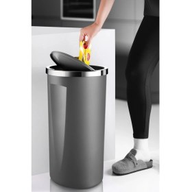 Resim Döner Kapaklı 35 Lt Çöp Kovası, Banyo, Mutfak, Ofis Için Gri Renkli, Şık ve Kullanışlı 