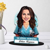 Resim Kişiye Özel Kadın Hemşireye Hediye Karikatürlü Biblo 
