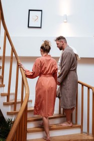 Resim Lavinia Uzun Kollu Kadın Kimono - Toprak / L-XL 