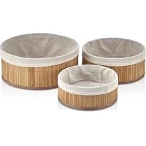 Resim Bambu Çok Amaçlı Saklama Kutusu 3'lü Set, Düzenleyici Derin Boy Organizer, Dekoratif Bambu Düzenleyici 3 Boy Doğal Renk (Yuvarlak) 