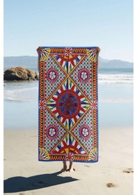 Resim Dijital Baskı Plaj Deniz Havlusu Modern Desenli Peştamal 80x160 Cm Hvl0067 Renkli 